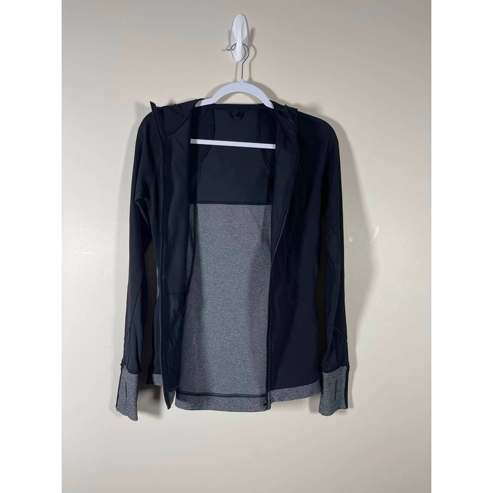 Lululemon Define Fitted Jacket Black Heathered Gray Full Zip Hood Thumbholes 4 - Picture 7 of 8